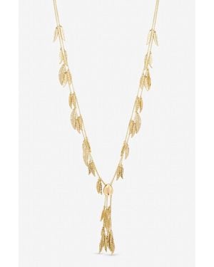 Mood Plated Leaf Y Necklace - Metallic