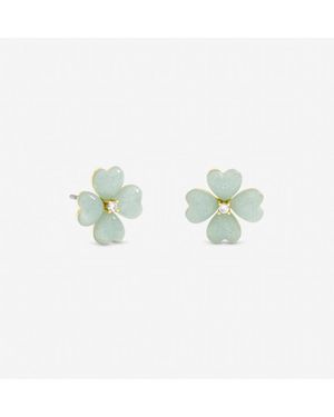 Jon Richard Plated And Mint Flower Stud Earrings - Green
