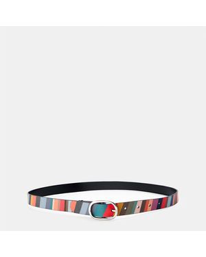 Paul Smith Reversible Swirl Faux Leather Belt - Blue