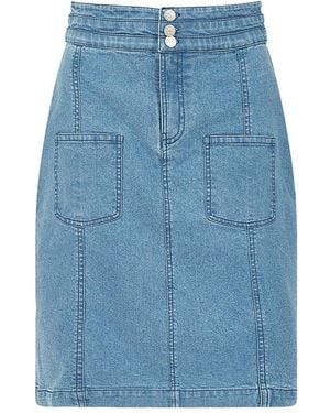 Yumi' Patch Pocket Denim Skirt - Blue
