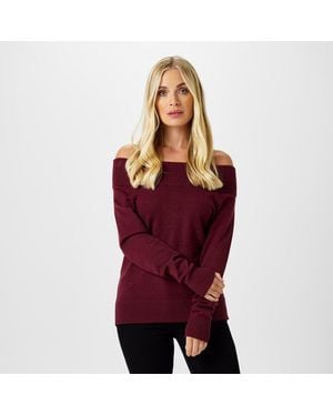 Biba Knitted Bardot Jumper - Red
