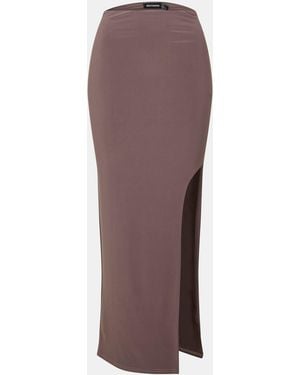 Missy Empire Super Soft Split Maxi Skirt - Brown