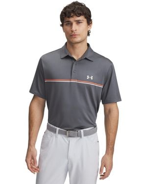 Under Armour Stripe Short Sleeve Performance Polo Shirt - Grey