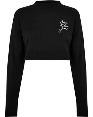 Calvin Klein Script Institutional Ls Tee - Black