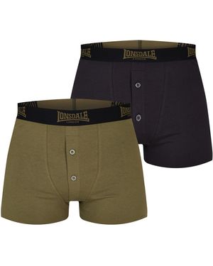 Lonsdale London 2 Pack Boxer Shorts - Green
