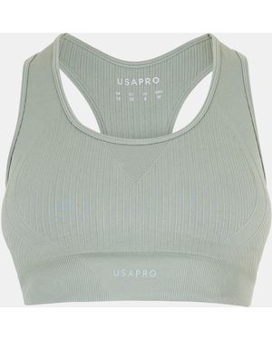 Usa Pro Seamless Crop Sports Bra - Green