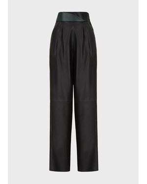 EA7 High-Waisted Wide Leg Trousers - Black