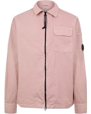 C.P. Company Gabardine Lens Cotton Long Sleeve Overshirt - Pink