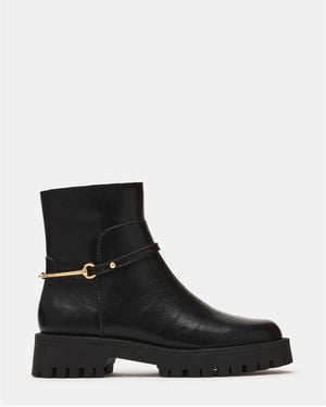 Steve Madden Last Call Leather Flat Ankle Boots - Black
