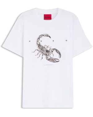 HUGO Cotton-Jersey T-Shirt With Spaced-Out Logo - White