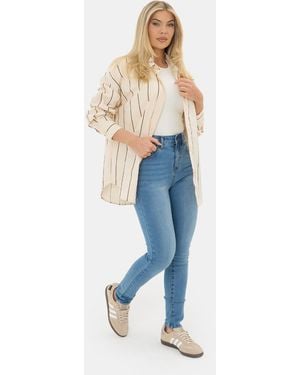 I Saw It First Striped Poplin Oversized Shirt - Blue
