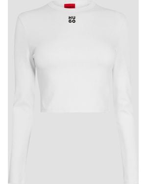 HUGO Long Sleeved Logo T-Shirt - White