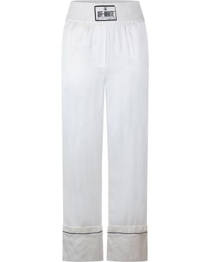 Off-White c/o Virgil Abloh Satin Pyjama Pant, Satin Construction Trousers - White