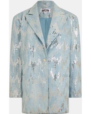 Amy Lynn Structured Denim Blazer - Blue
