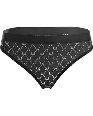Wolford Sheer Logo Sparkle Thong - Black