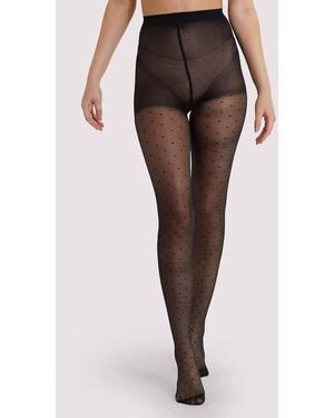 Playful Promises Dotty Seamed Tights With Bow - Brown