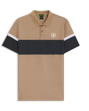 BOSS The Open 25 Paddy Grid Pattern Polo Shirt - Natural