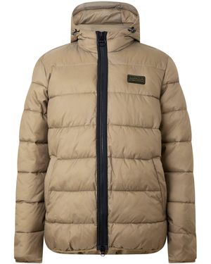 Barbour Bobber Quilted Fixed Hood Short Puffer Jacket - Natural