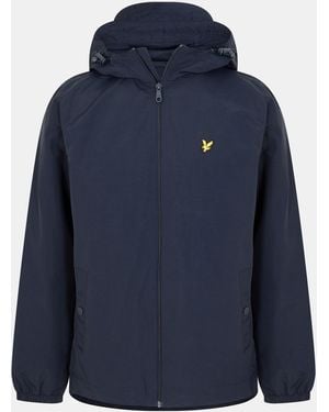 Lyle & Scott Zip Through Cotton Wind Resistant Long Sleeve Hooded Rain Anorak - Blue