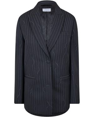 Off-White c/o Virgil Abloh Wool-Mix Structured Raw-Edge Suit Jacket - Blue