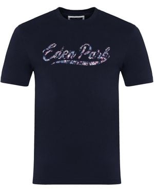 Eden Park Dark T-Shirt With Lettering - Blue
