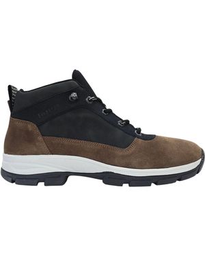 Firetrap Delia Premium Leather Ankle Lace Up Hiker Rugged Boots - Black