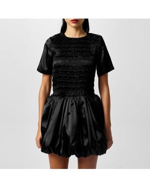 Amy Lynn Eleanor Shirred Mini Peplum Dress - Black