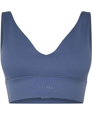 Usa Pro Medium Impact V Neck Bra - Blue
