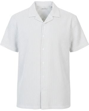 Brave Soul Revere Collar Short Sleeve Patterned Shirt - White