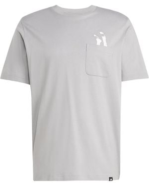 adidas Lounge Slides Graphic Pocket T-Shirt - Grey
