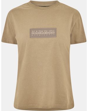 Napapijri Box Logo Short Sleeve T-Shirt - Natural