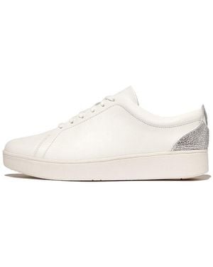 Fitflop Rally Crystal-Backtab Leather Trainers Leather Crystal Covered Microfibre - White