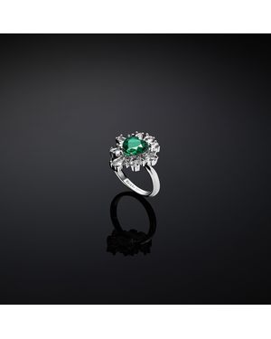 Chiara Ferragni Emerald Metal Band Ring - Black