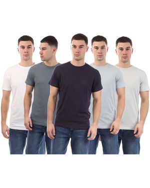 Duck and Cover Demtare Print Sleeve 5 Pack T-Shirts - Blue