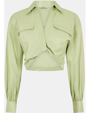Jack Wills Draped Cropped Blouse - Green