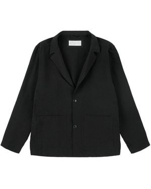 PREVU Fairfax Seersucker Cotton Blazer - Black