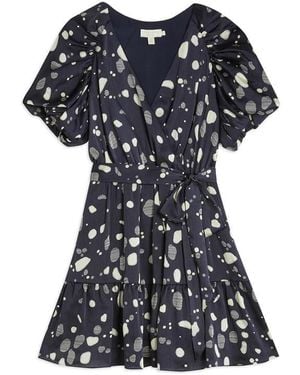 Ted Baker Steviee Puff Sleeve Faux Wrap Dress - Black