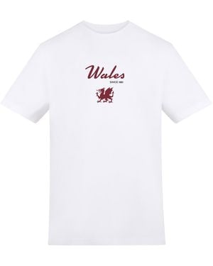 AWD Adults Printed Wales Rugby Fan Tee - White