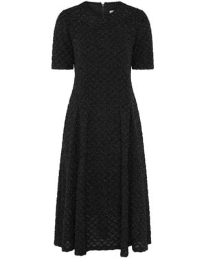 Gina Bacconi Charly Textured Fit And Flare Midi Dress - Black