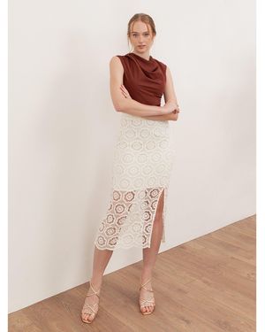 Lovedrobe Crochet Lace Midi Skirt - Natural