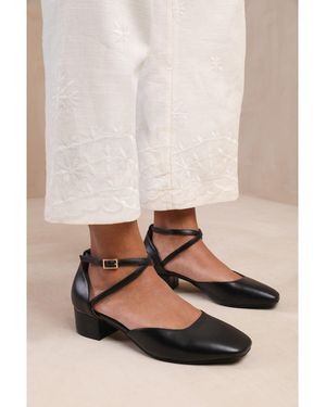 Where's That From Wheres Low Ankle Strap Block Heels - White