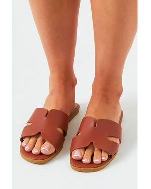 Missy Empire Rubber Ribbed Sole Sliders - Orange