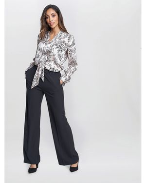 Gina Bacconi Avril Satin Pussy Bow Blouse - Blue