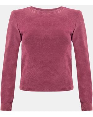 I Saw It First Washed Ribbed Long Sleeve Top - Pink