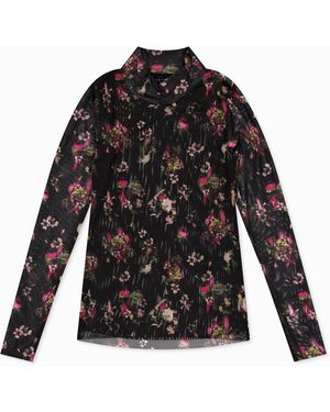 Ted Baker High Neck Print Long Sleeve T-Shirt - Black