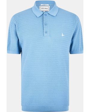 Jack Wills Herringbone Short-Sleeve Polo Shirt - Blue
