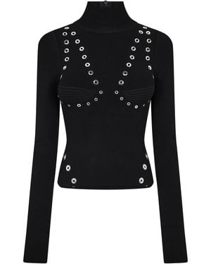 Off-White c/o Virgil Abloh Eylts Mock Neck Viscose Long Sleeve Embellished Jumper - Black