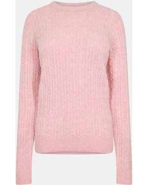 Jack Wills Tinsbury Merino Wool Blend Cable Knitted Jumper - Red