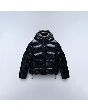 Napapijri Glane Mirror Zip Adjustable Hood Short Puffer Jacket - Blue