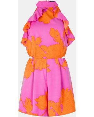AX Paris And Floral Cut Out Waist Playsuit - Pink